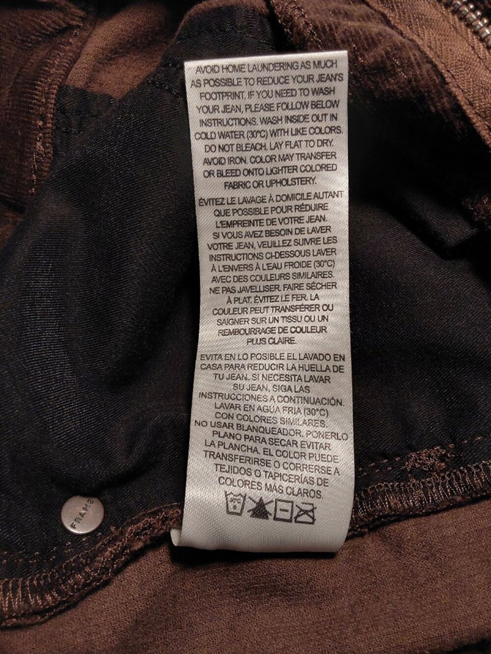 Frame NWOT Le Sleek Straight Corduroy High-Rise Crop Ankle Pants Brown - 29x28 - Picture 11 of 11